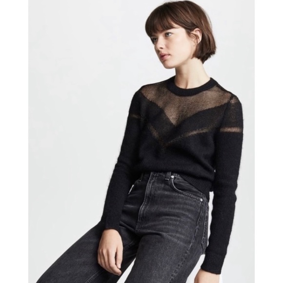 RAG & BONE • Black Blaze Open Knit Crewneck Sweater - Picture 16 of 16